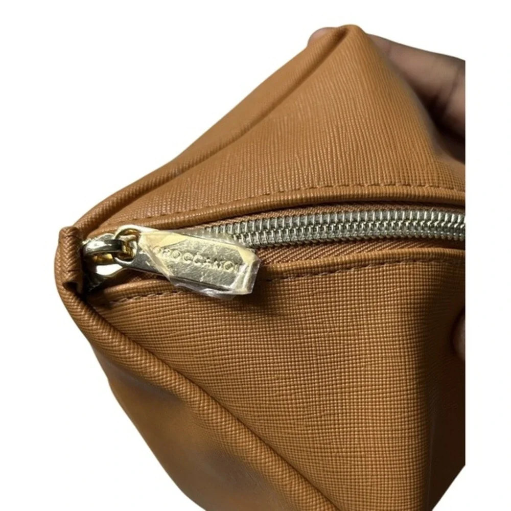 Moroccanoil Brown Faux Leather Cosmetic Bag Zippered Pouch‎ Makeup Organizer - Picture 3 of 8